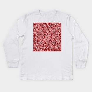 Paisley Print - Crimson Aesthetic Kids Long Sleeve T-Shirt